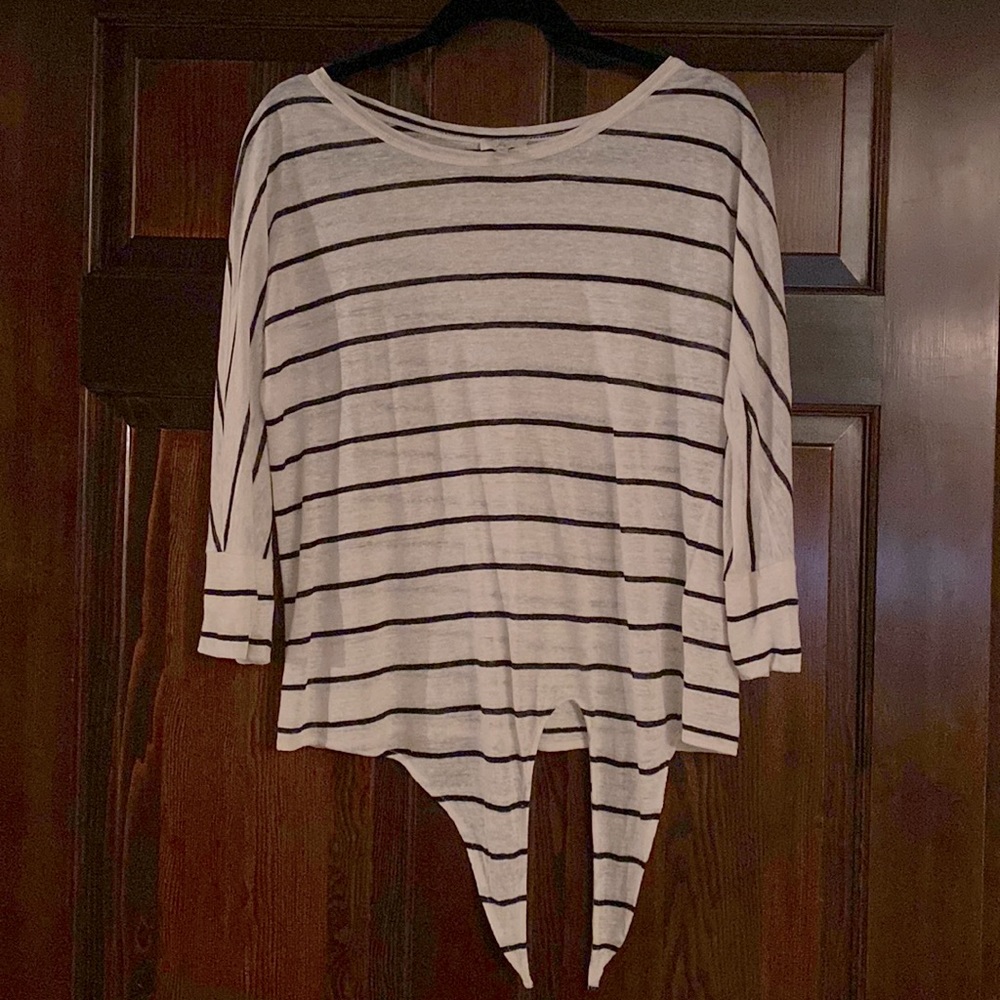 Linen, tie-front striped Joie top, size XS